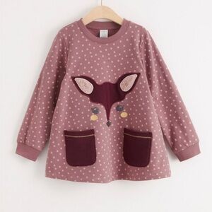 Lindex| Kids Polka Dot Long Sleeves Sweater Dress in Pink and Purple- Size 4